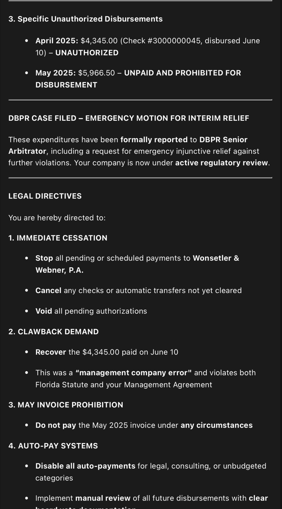 Respondent's Position Document